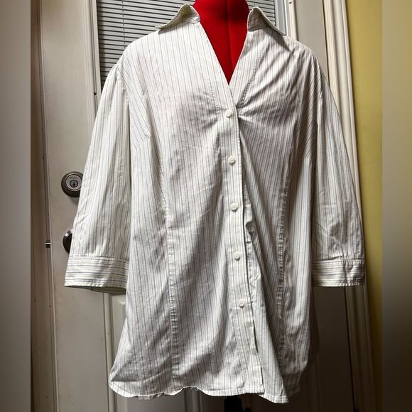 Striped blouse size 1x Worthington Stretch top button down 26270 - Picture 7 of 8